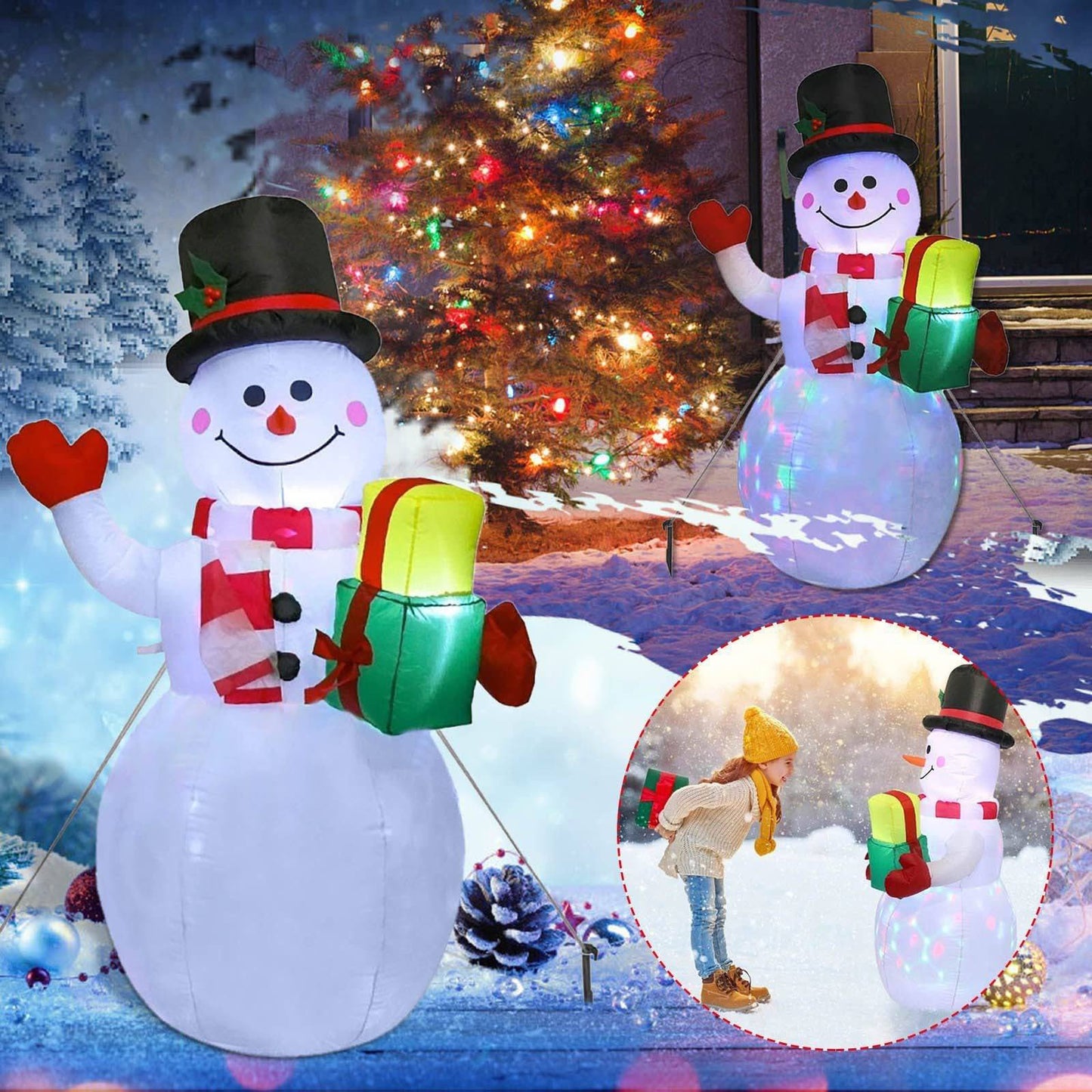 Festive LED Inflatable Christmas Decorations – Santa, Snowman, and Tree for a Magical Outdoor Display - All Inclusive Family Treasures