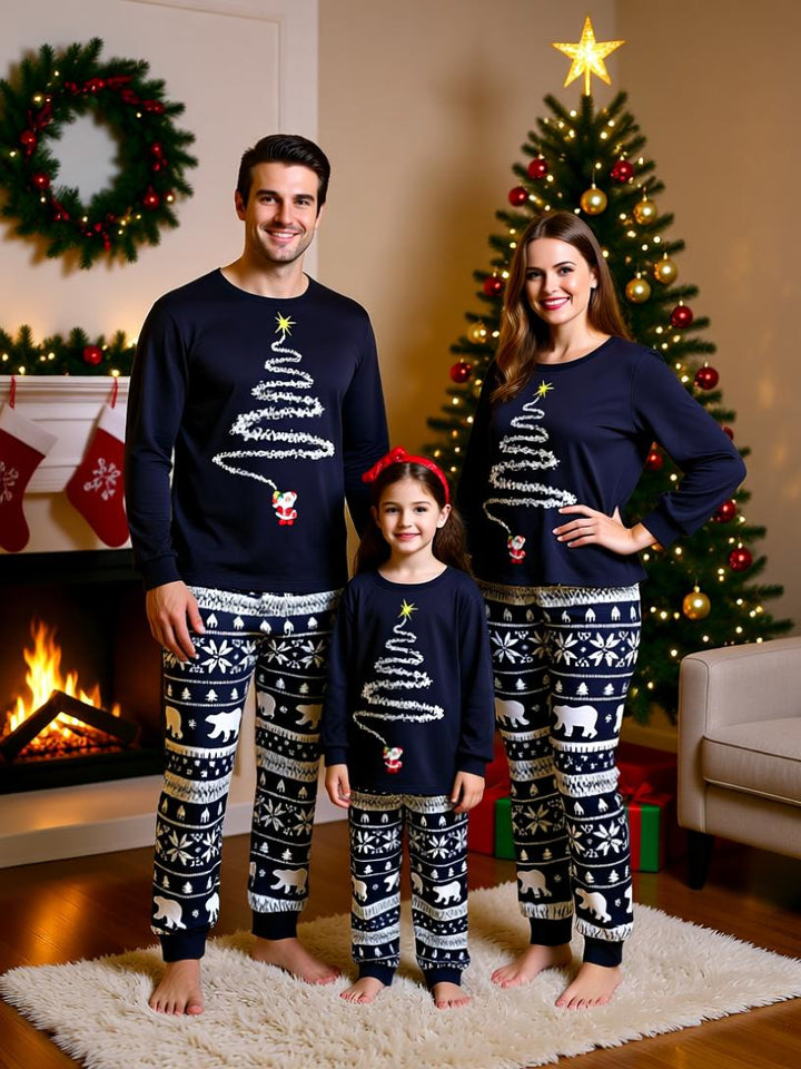 Christmas Tree Printed Parent-Child Matching Pajama Set - Perfect for Family Celebrations