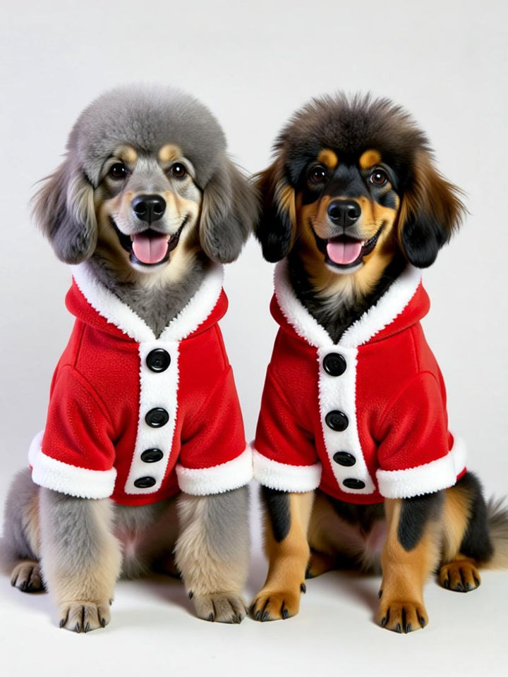 Enchanting Holiday Cloak for Pets – Cozy Christmas Red Shawl with Festive Pompoms and Reindeer Antlers