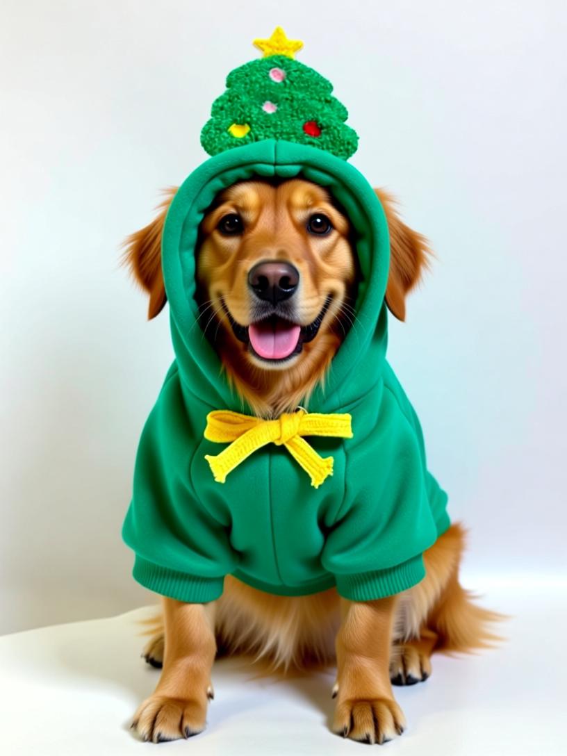 Adorable Christmas Pet Hoodie – Warm Santa & Tree Pullover for Cats & Dogs