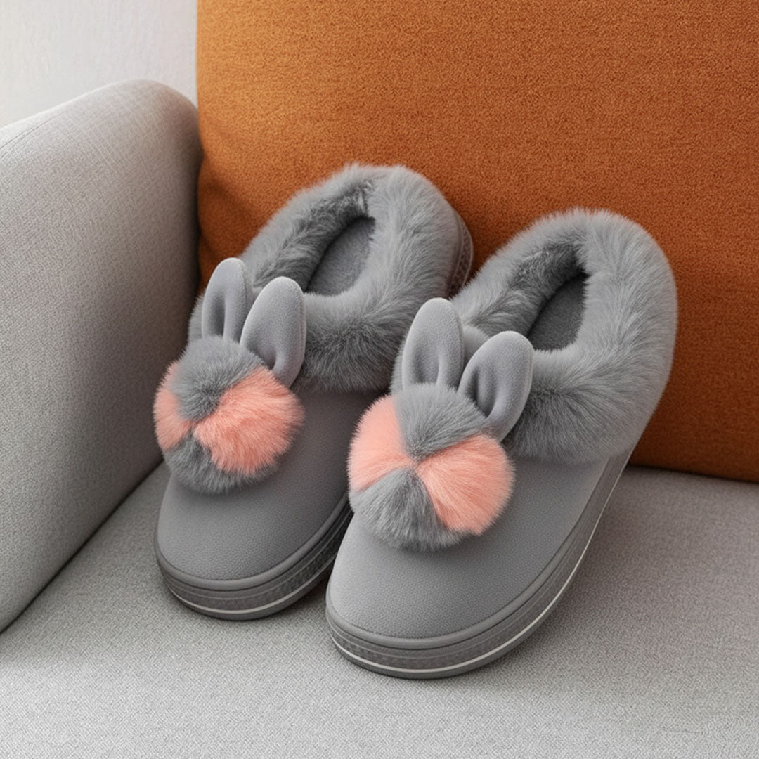 Bunny Bliss Plush Platform Slippers