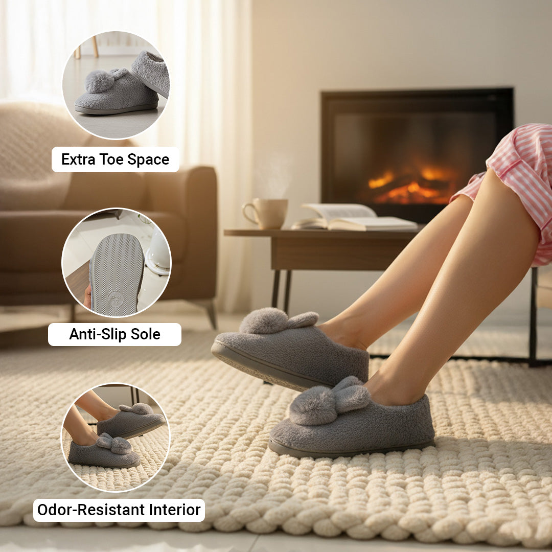 Snuggle into Cuteness with Bunny-Ear Winter Slippers