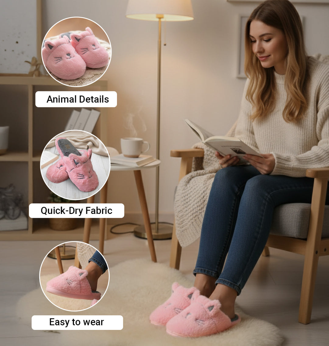 Purr-fectly Cozy: Cat-Themed Soft Bottom Slippers!