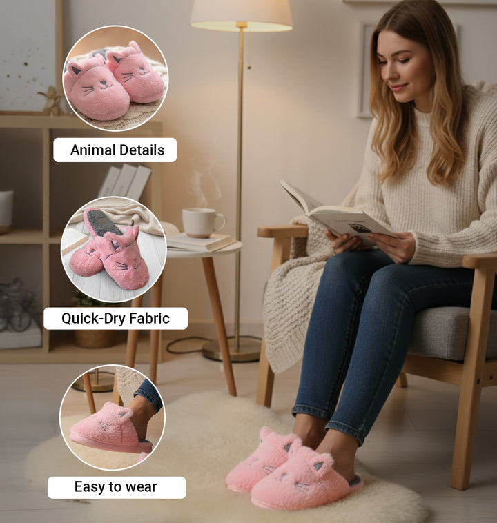 Purr-fectly Cozy: Cat-Themed Soft Bottom Slippers!