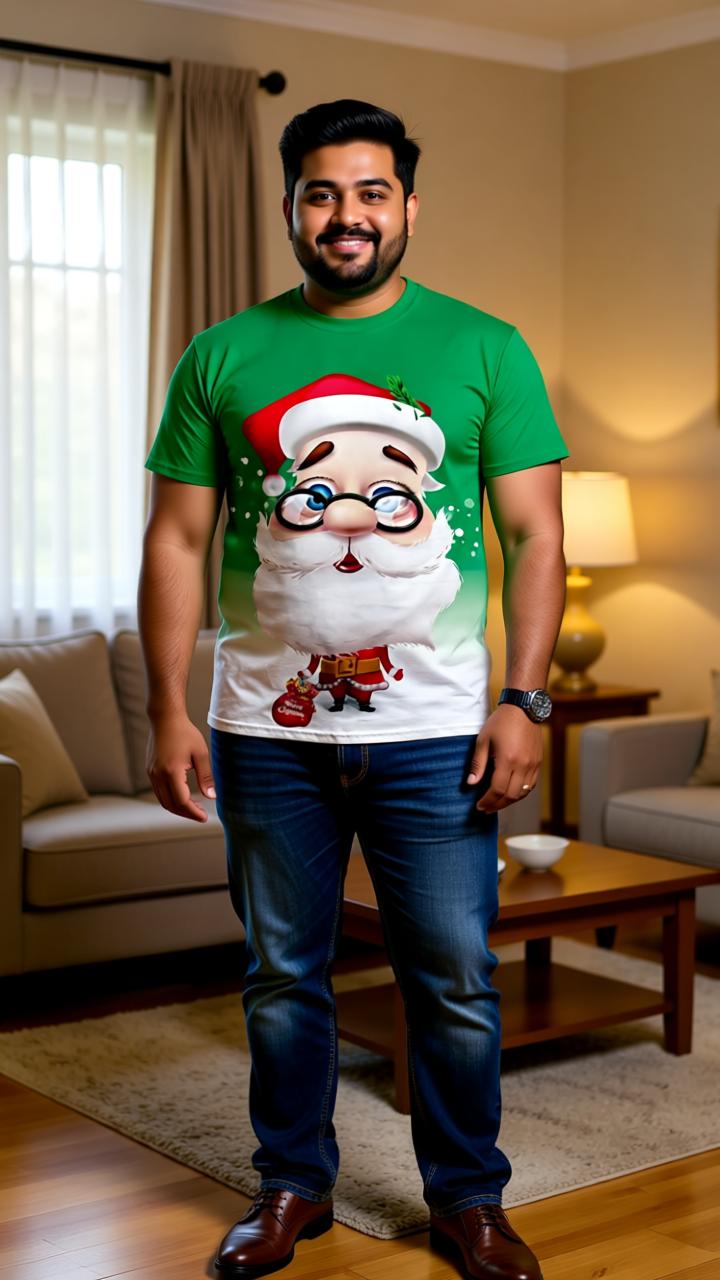 Santa Printed T-Shirt: Festive Joy in Every Stitch!