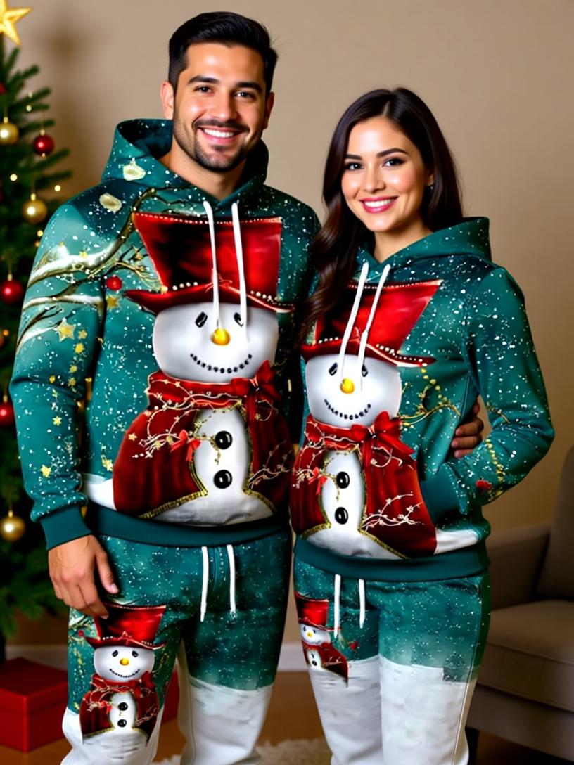 Festive Santa Claus 3D Printed Hoodie and Jogger Set - Cozy Christmas Sportswear