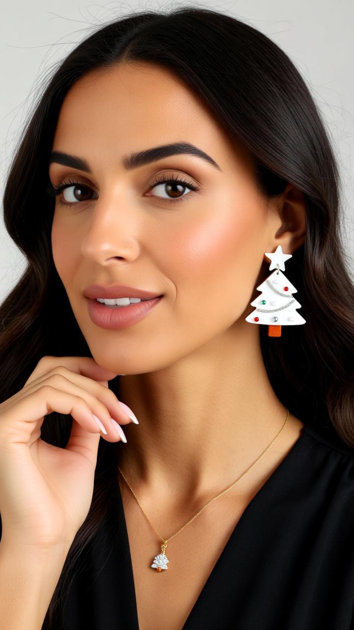 Festive Christmas Tree Earrings with Rhinestones – Perfect for Holiday Glam!