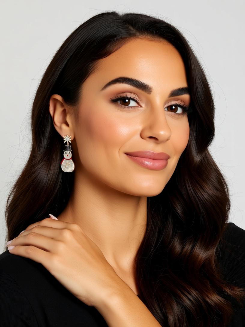 Sparkling Snowman Rhinestone Earrings - Festive & Fun!