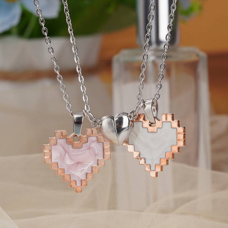 Magnetic Heart-Shaped Mosaic Couple Necklace - Perfect for Valentine's Day - All Inclusive Family Treasures