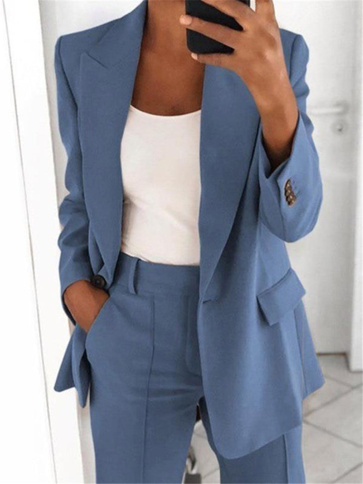 Women’s Two-Piece Casual Suit (Blazer & Slim-Fit Trousers)
