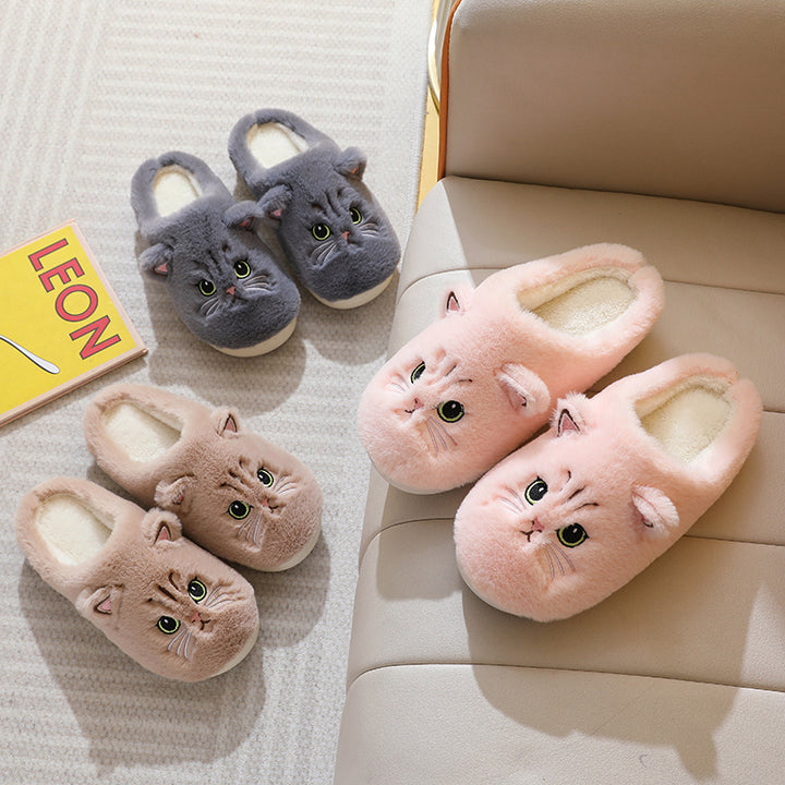 Cozy Kitty Cartoon Plush Slippers