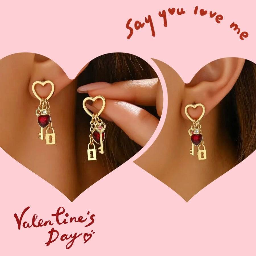 Romantic Love Key & Lock Earrings – Elegant Valentine's Day Jewelry - All Inclusive Family Treasures