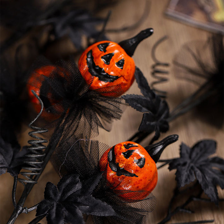 Spooky Black Pumpkin Twig Bouquet – Haunted Halloween Décor