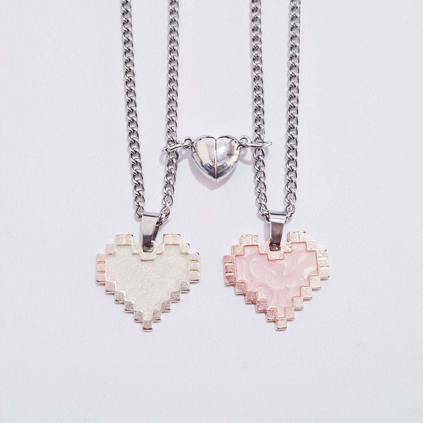 Magnetic Heart-Shaped Mosaic Couple Necklace - Perfect for Valentine's Day - All Inclusive Family Treasures