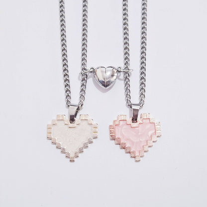 Magnetic Heart-Shaped Mosaic Couple Necklace - Perfect for Valentine's Day - All Inclusive Family Treasures