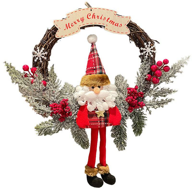 Merry Christmas Santa Wreath – Festive Holiday Door Decoration with Berries & Pine! - All Inclusive Family Treasures