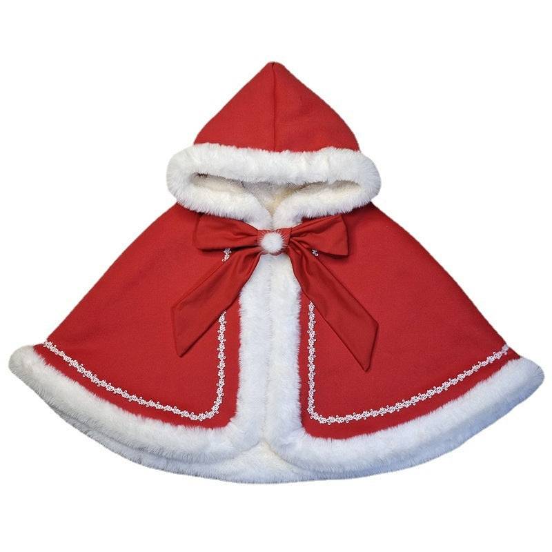 Kids’ Christmas Cape with Fur Collar - Cozy Fleece-lined Holiday Shawl for Little Girls - All Inclusive Family Treasures