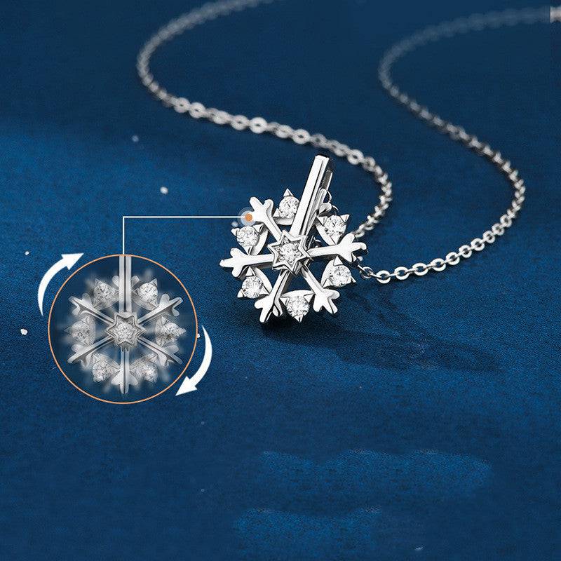 Rotatable 925 Silver Snowflake Necklace - A Sparkling Winter Treasure - All Inclusive Family Treasures