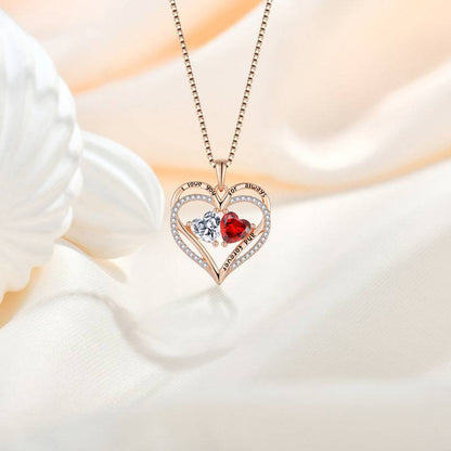 Silver Double Love Heart Necklace – Romantic Rhinestone Jewelry Gift - All Inclusive Family Treasures