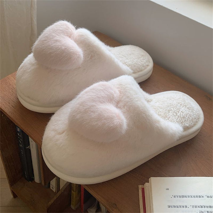 Heart Plush Winter Slippers – Cozy Love for Your Feet