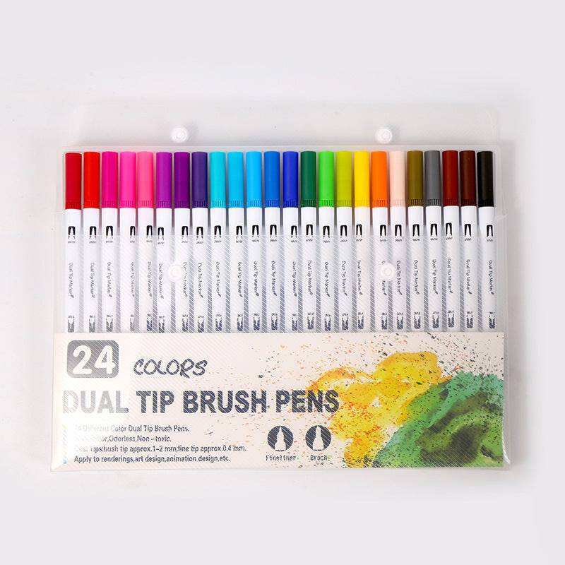 Dual Tip Brush Pens Set – Vibrant Watercolor Markers for Artists & Hobbyists - All Inclusive Family Treasures