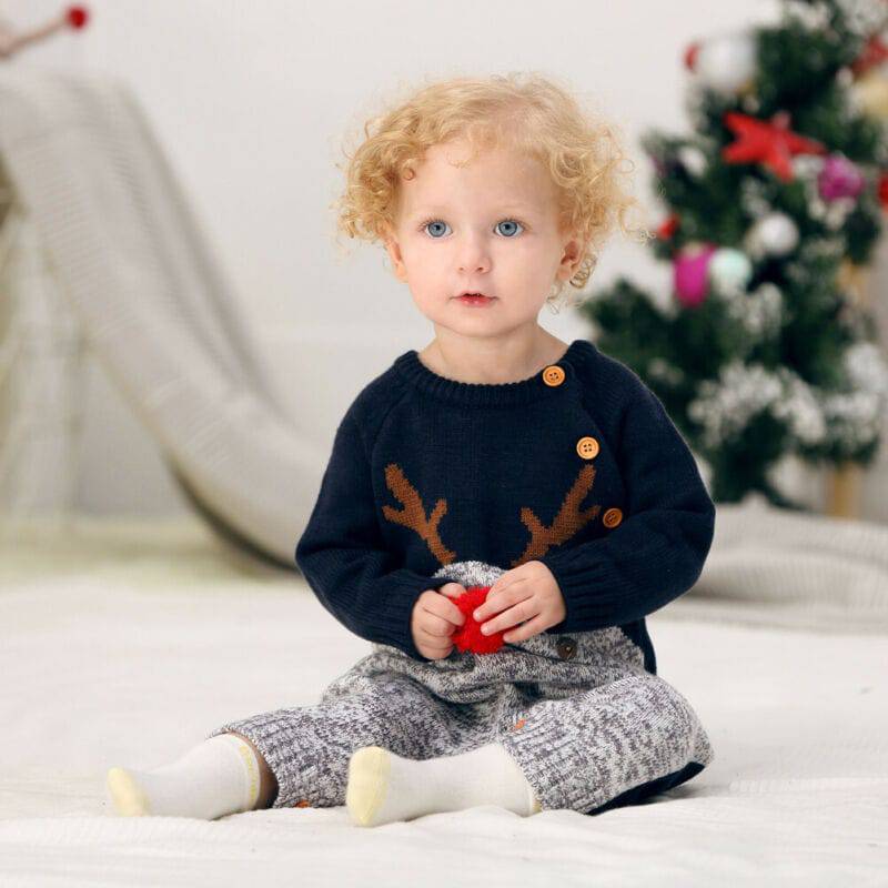 Adorable Knitted Reindeer Christmas Romper – Cozy & Festive for Little Ones! - All Inclusive Family Treasures