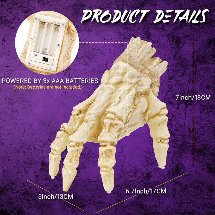 Crawling Zombie Hand with Lights & Sound – Animated Halloween Prop