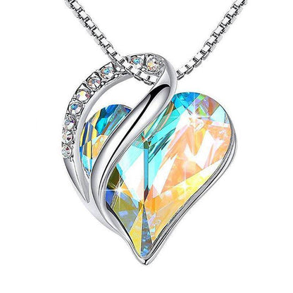 Silver Heart-Shaped Geometric Necklace – Dazzling Jewelry - All Inclusive Family Treasures