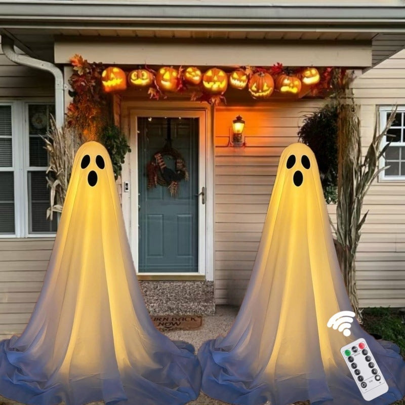 Glowing Ghost with Witch Hat – Spooky Halloween Yard & Porch Decoration
