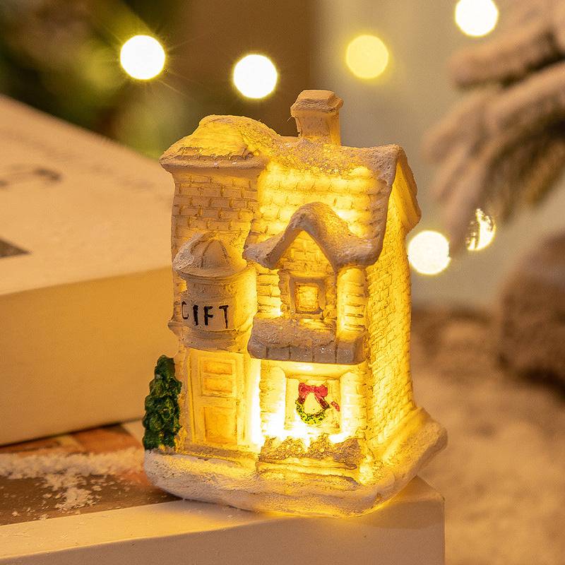 Mini LED Light-Up Christmas Village Houses – Festive Resin Decor for a Cozy Holiday Atmosphere - All Inclusive Family Treasures