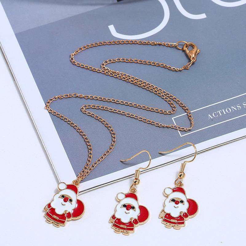 Santa Claus Earrings & Necklace Set – Festive Holiday Jewelry - All Inclusive Family Treasures