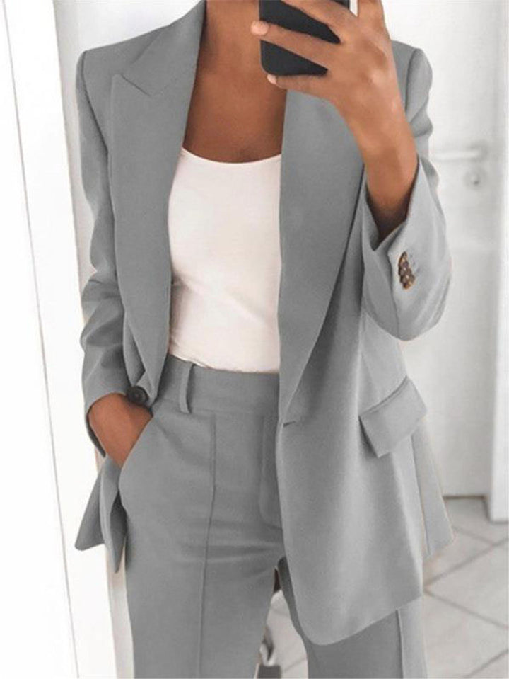 Women’s Two-Piece Casual Suit (Blazer & Slim-Fit Trousers)