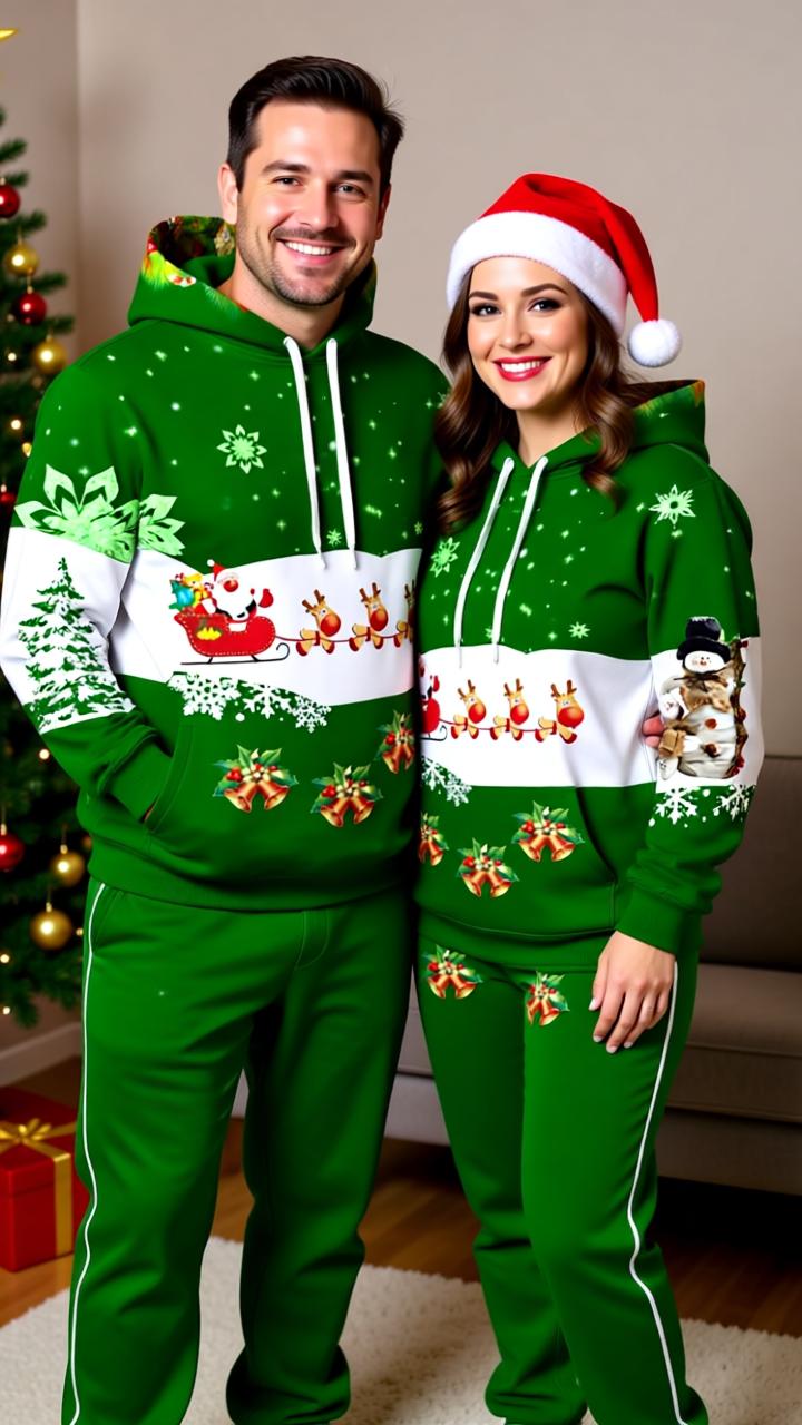 Festive Santa Claus 3D Printed Hoodie and Jogger Set - Cozy Christmas Sportswear