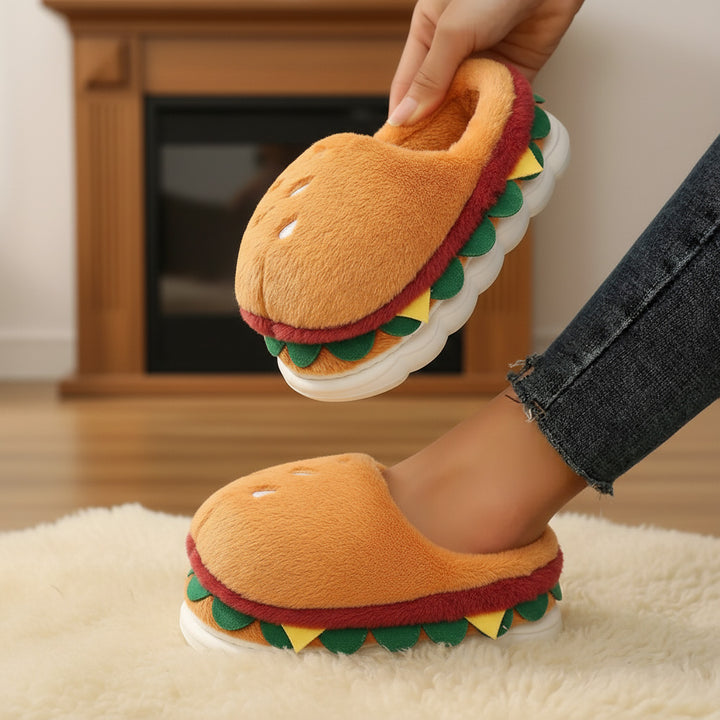 Burger Bliss Plush Slippers – Cozy, Fun & Oh-So-Adorable!