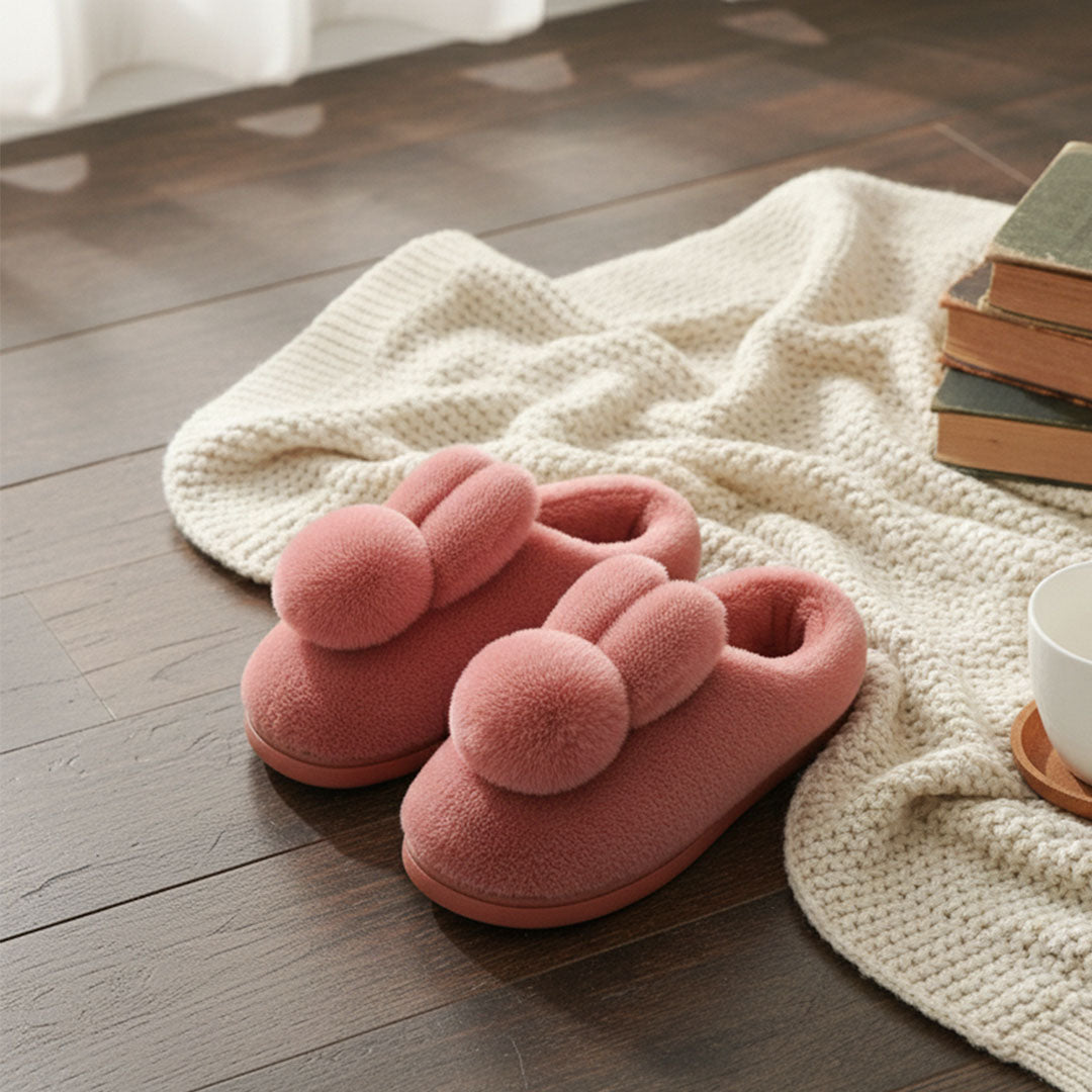 Snuggle into Cuteness with Bunny-Ear Winter Slippers