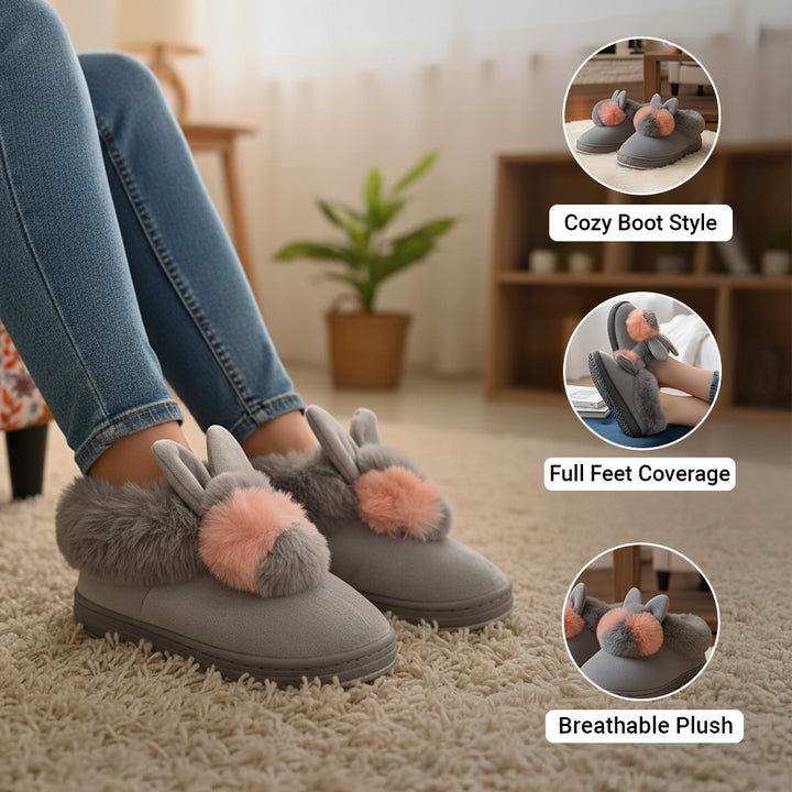 Bunny Bliss Plush Platform Slippers