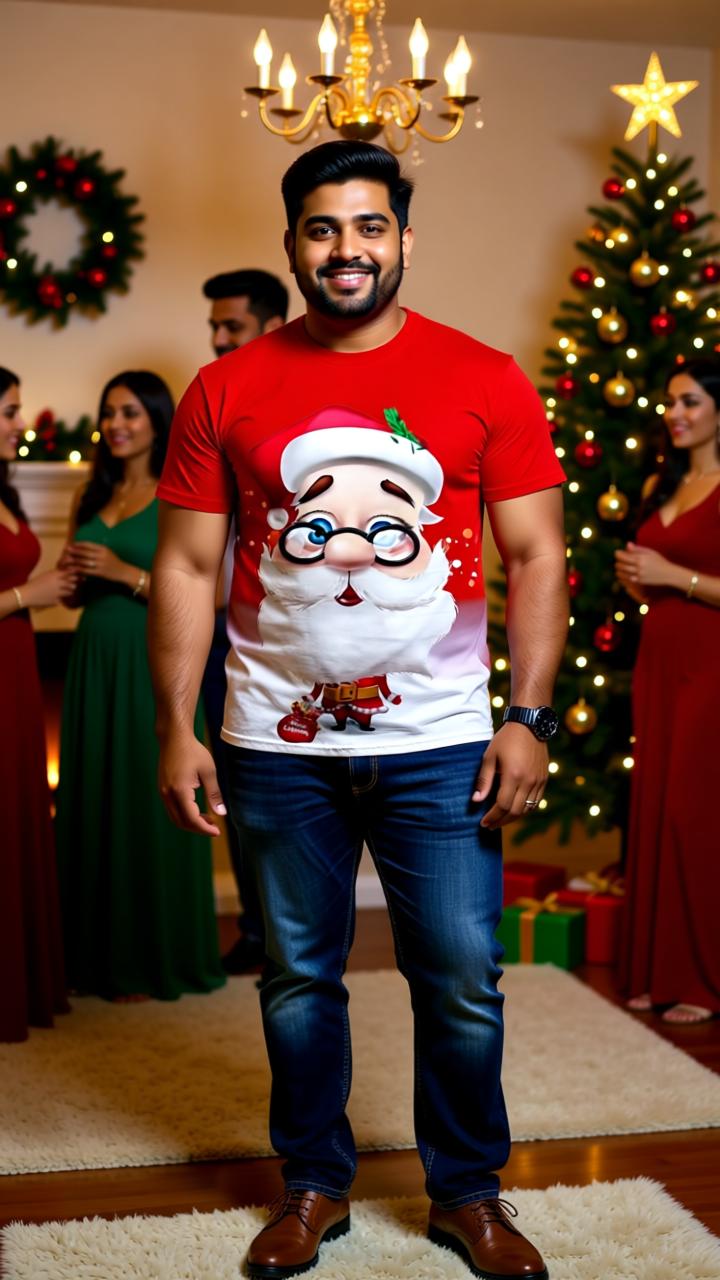Santa Printed T-Shirt: Festive Joy in Every Stitch!