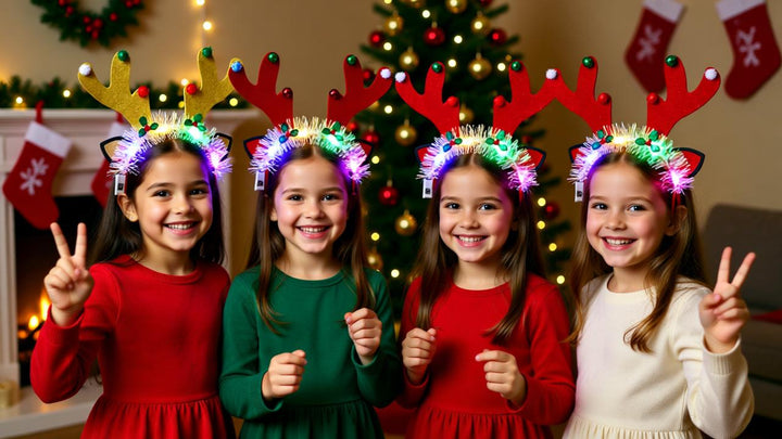 LED Christmas Hair Band | Festive Light-Up Headbands for Holiday Cheer - Reindeer, Candy Cane & Christmas Tree Styles