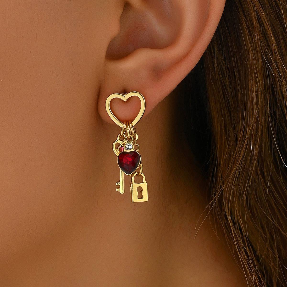 Romantic Love Key & Lock Earrings – Elegant Valentine's Day Jewelry - All Inclusive Family Treasures