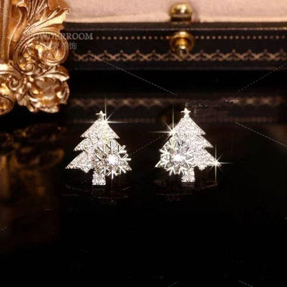 Sparkling Earrings with Snowflake Accents – Rotatable Studs - All Inclusive Family Treasures