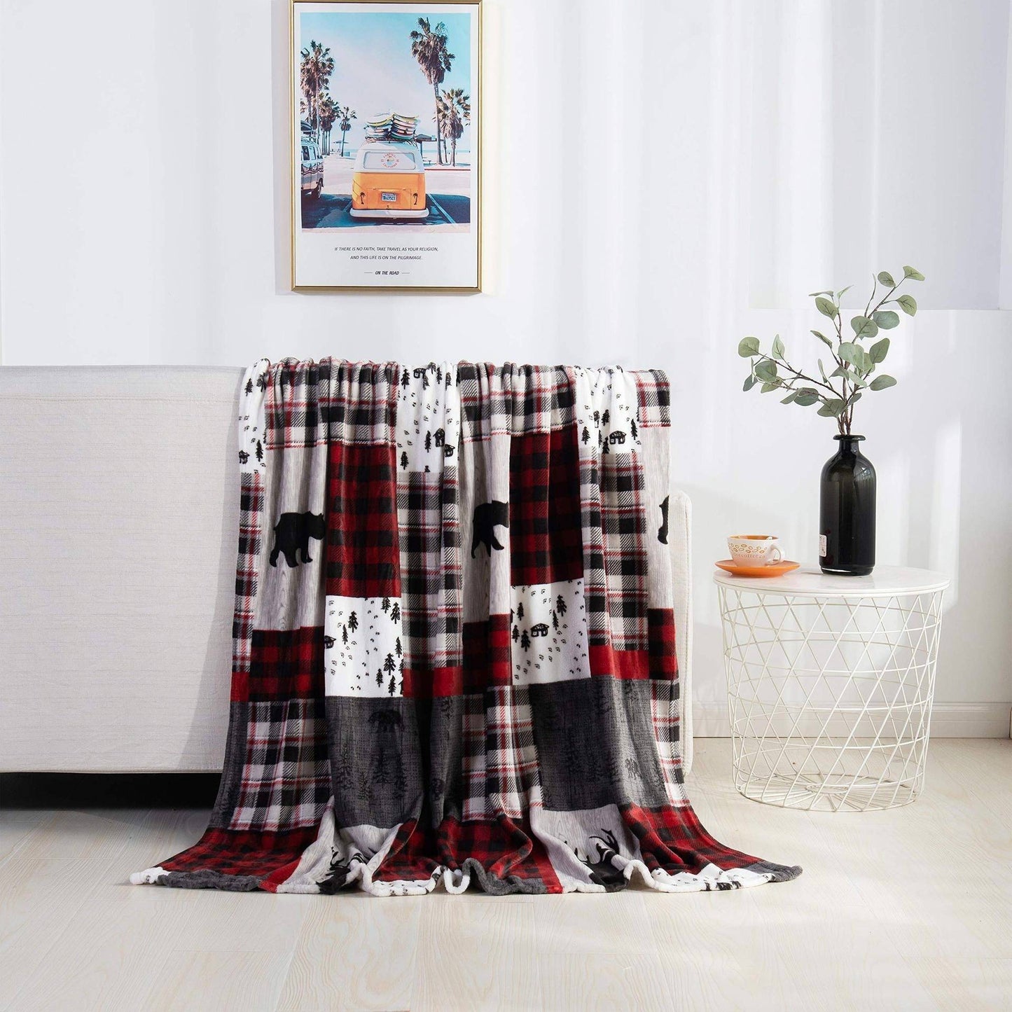 Cozy Christmas Flannel Blanket – Festive Elk, Snowman & Santa Prints for Warm Winter Nights - All Inclusive Family Treasures