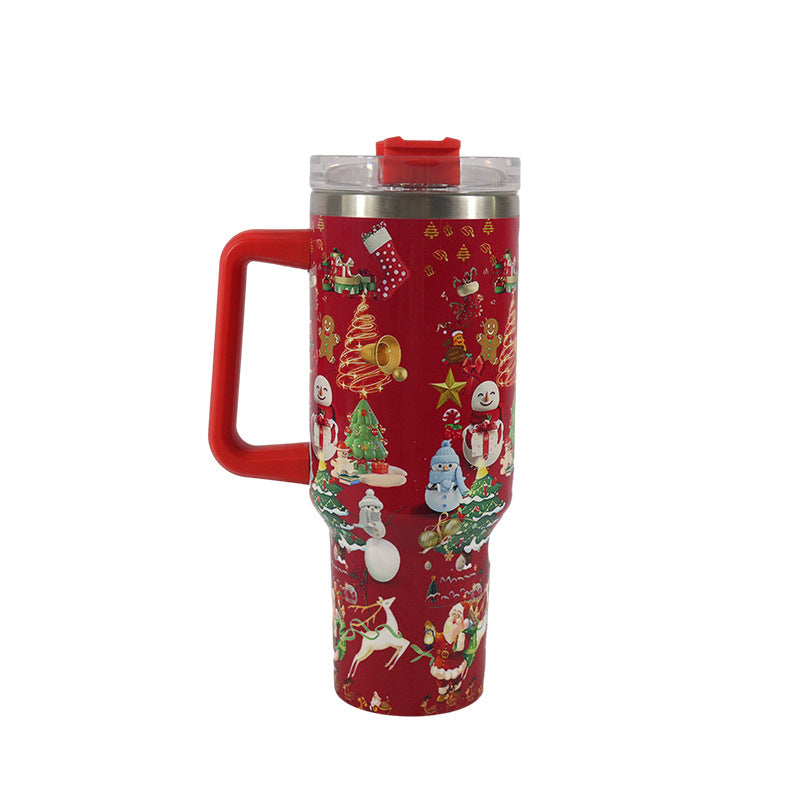 Festive Sip & Go: Christmas Pattern Stainless Steel Tumbler