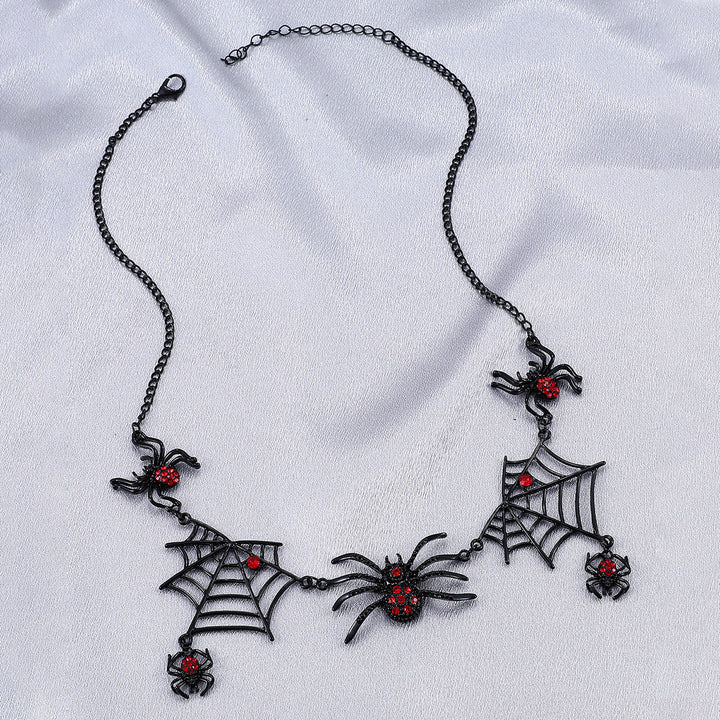 Gothic Spider & Web Statement Necklace – Halloween Edition