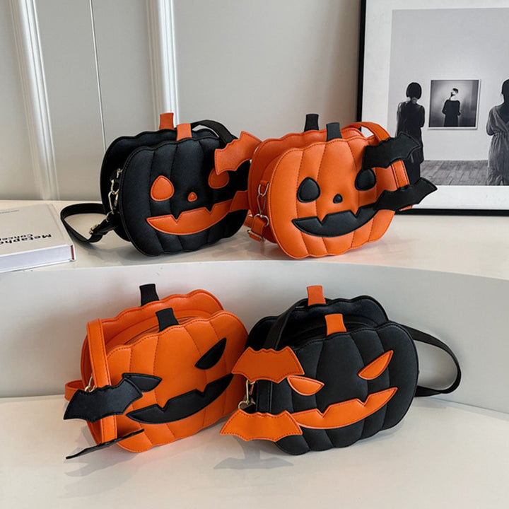 Pumpkin Scream Chic – Halloween Crossbody Bag with Bat Strap