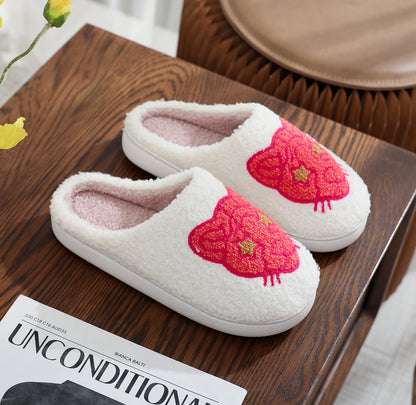 Cotton Slippers Women's Home Winter Animal Embroidery Warm - All Inclusive Family Treasures