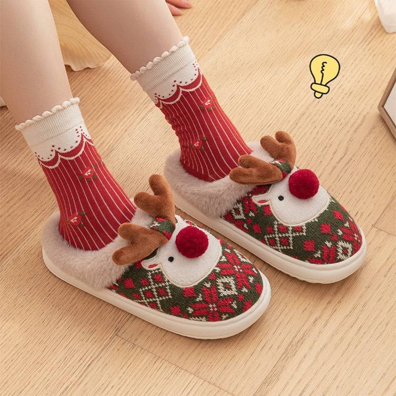 Adorable Reindeer Plush Slippers – Embrace the Magic of Comfort! - All Inclusive Family Treasures