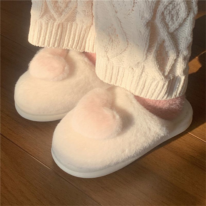 Heart Plush Winter Slippers – Cozy Love for Your Feet