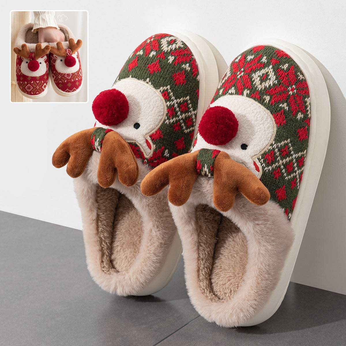 Adorable Reindeer Plush Slippers – Embrace the Magic of Comfort! - All Inclusive Family Treasures