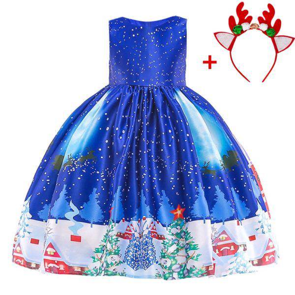 Children's Dress - Festive Holiday Mid-Length Skirt with Reindeer Headband - All Inclusive Family Treasures