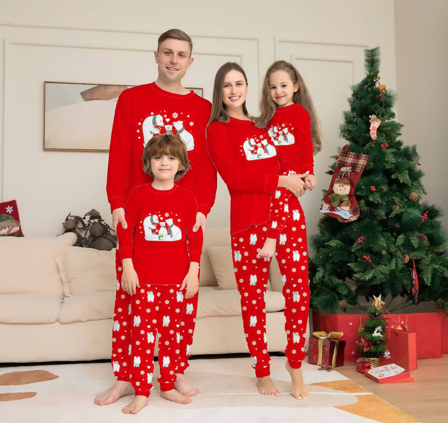 Adorable Christmas Family Pajama Set – Red Parent-Child Matching Holiday Sleepwear - All Inclusive Family Treasures